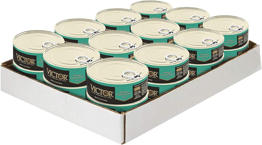 Victor turkey and salmon dinner pâté canned wet food