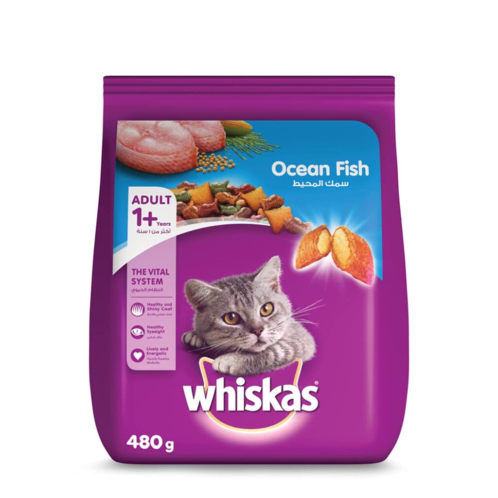 Whiskas dry food for adult cats ocean fish flavor
