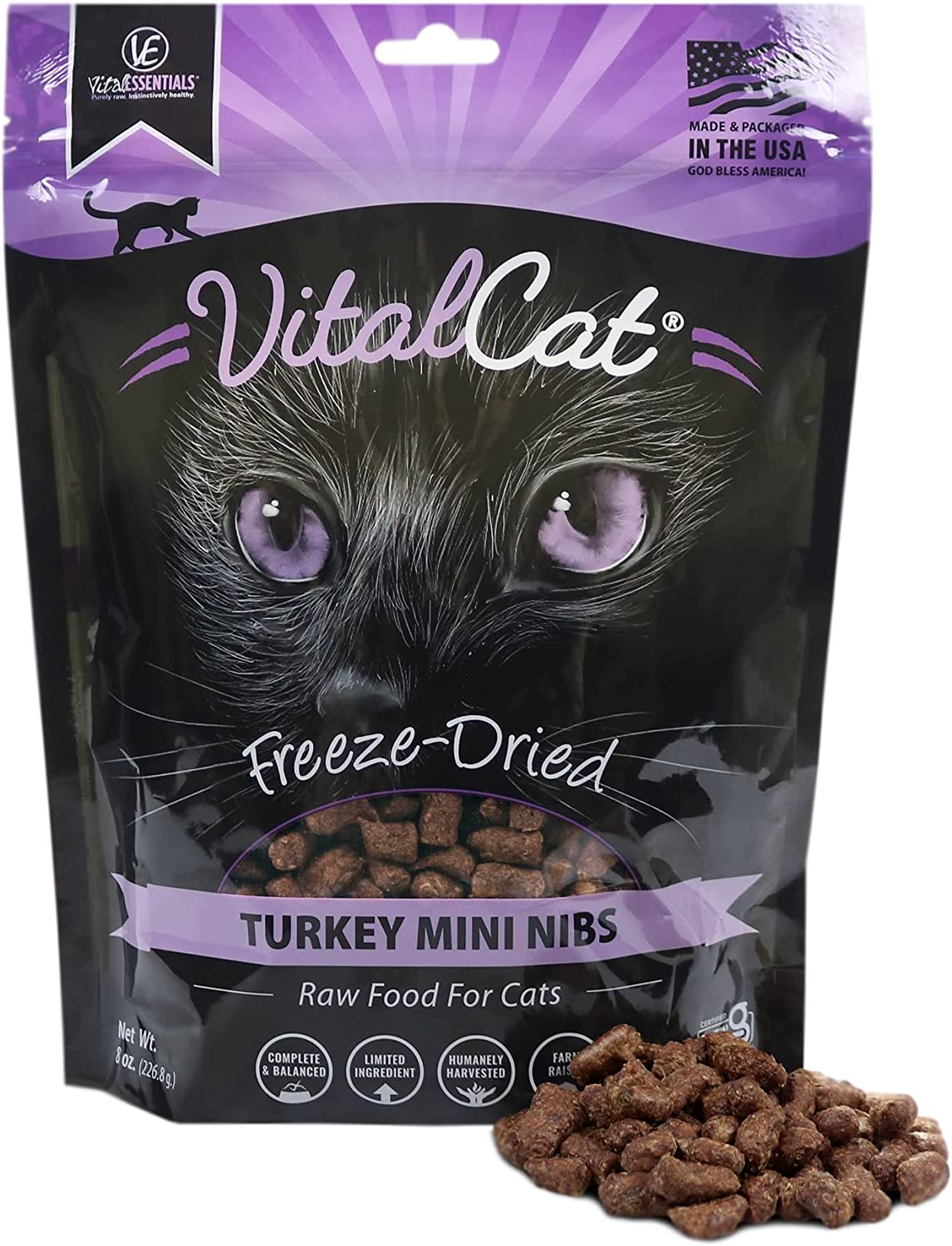 Vital essentials mini nibs freeze dried turkey cat food