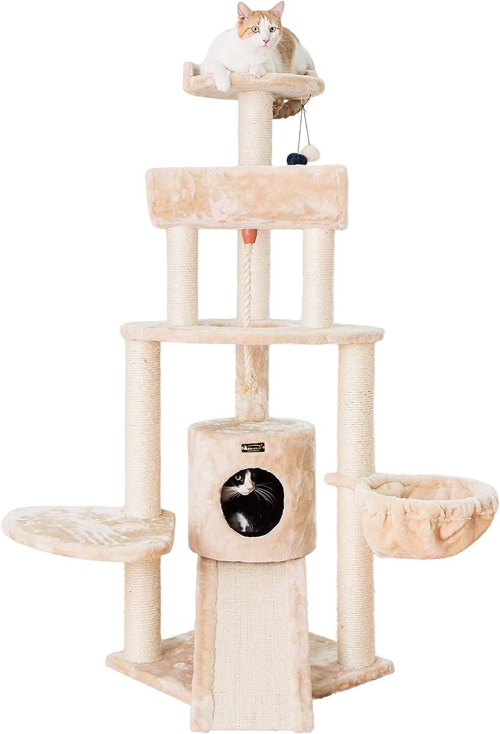 Armarkat 58-in tower ramp cat tree classic real wood 