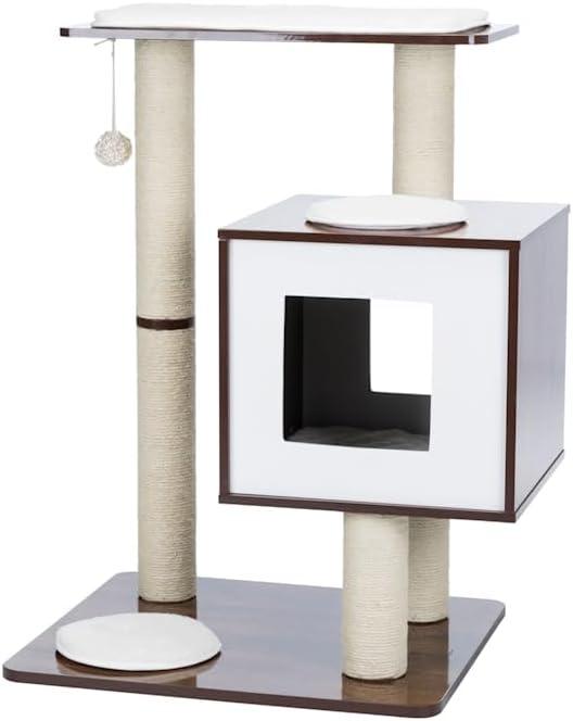 Trixie inola modern wooden tower 31-inch cat scratching post