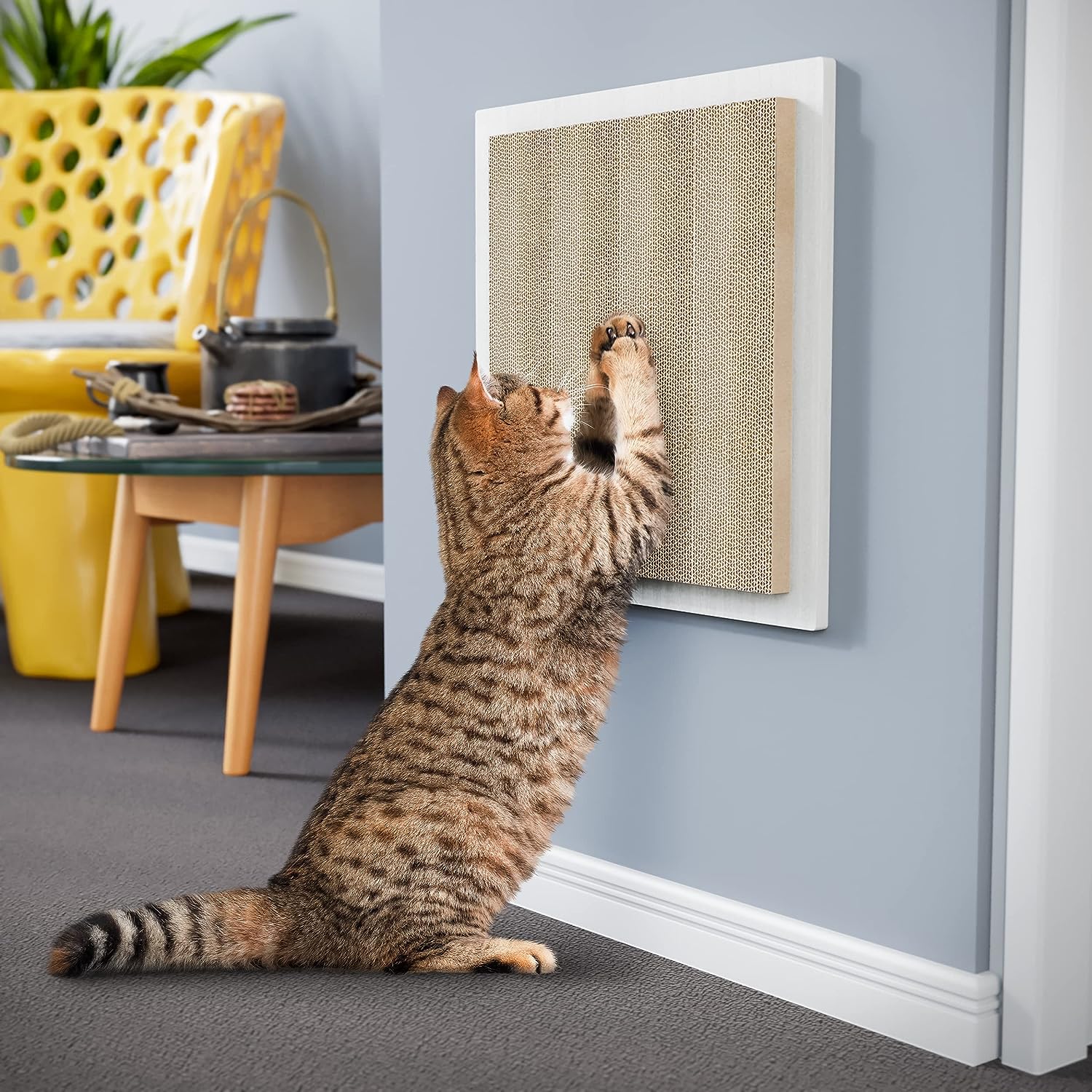 Way basics premium scratch pad square wall mount cat scratcher